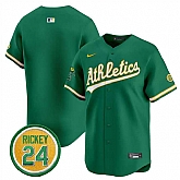 Men's Oakland Athletics Blank Green 2024 Limited With Rickey Henderson Patch Stitched Jersey Dzhi,baseball caps,new era cap wholesale,wholesale hats